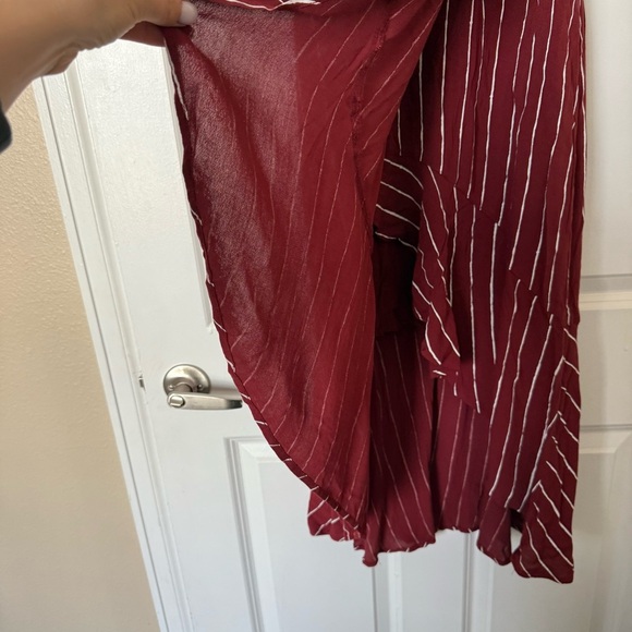 Abercrombie & Fitch dress Wrap maroon red stipe asymmetrical Medium - Picture 5 of 11